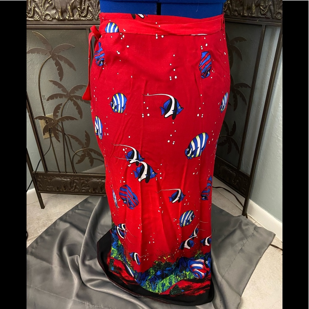 💥💥 NWOT Tropical beach coverup maxi wrap skirt Large tall